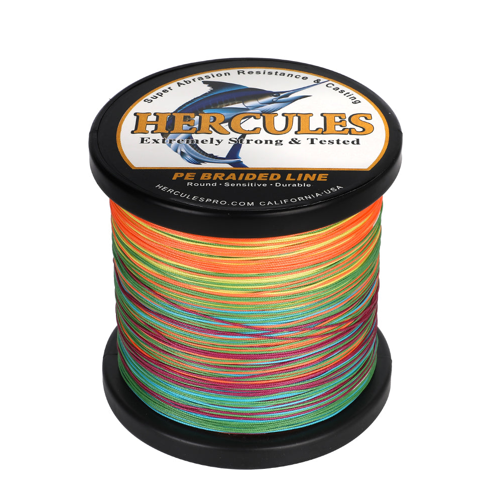 1000M 1094Yds Multicolor 10lb-420lb HERCULES PE Braided Fishing Line 12 Strands
