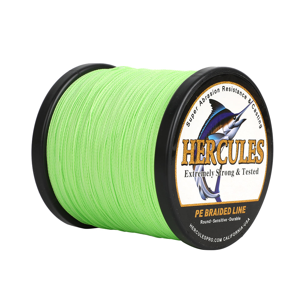 500M 547Yds Fluo Green 6lb-100lb HERCULES PE geflochtene Angelschnur 4 Stränge