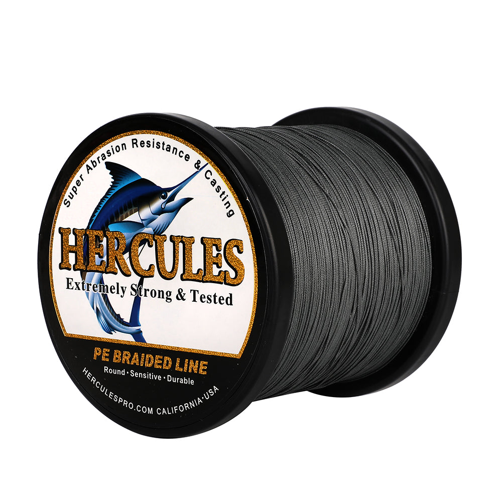 1000M 1094Yds Grey 10lb-420lb HERCULES PE Braided Fishing Line 12 Strands