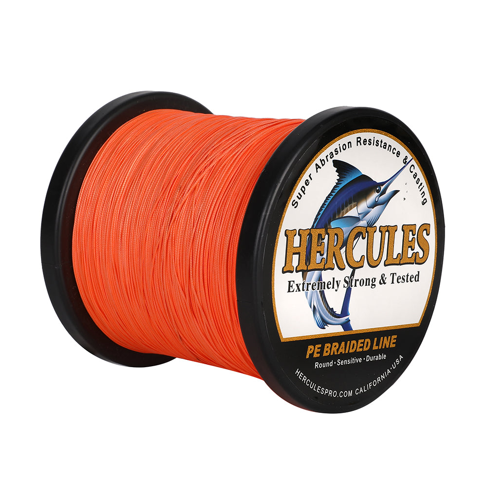 1000M 1094Yds Orange 10lb-420lb HERCULES PE Braided Fishing Line 12 Strands