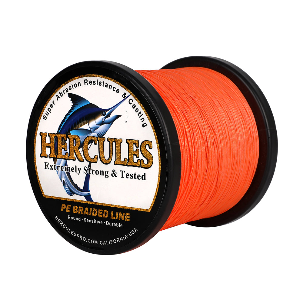 1000M 1094Yds Orange 10lb-420lb HERCULES PE Braided Fishing Line 12 Strands