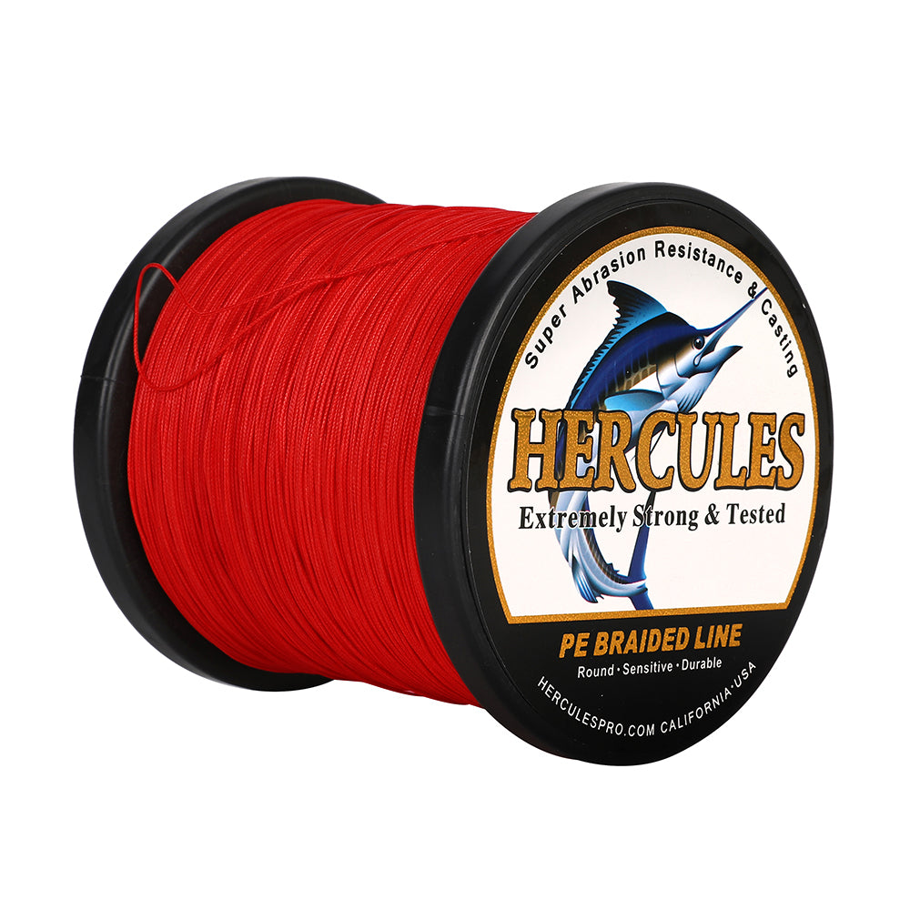 1000M 1094Yds Red 10lb-420lb HERCULES PE Braided Fishing Line 12 Strands