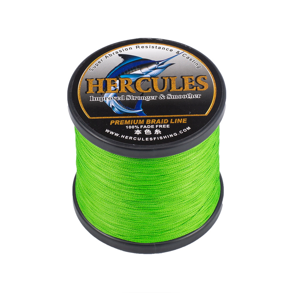 HERCULES Fluo Green fade free fishing line 4 Strands 6LB-100LB PE Braided Fishing Line
