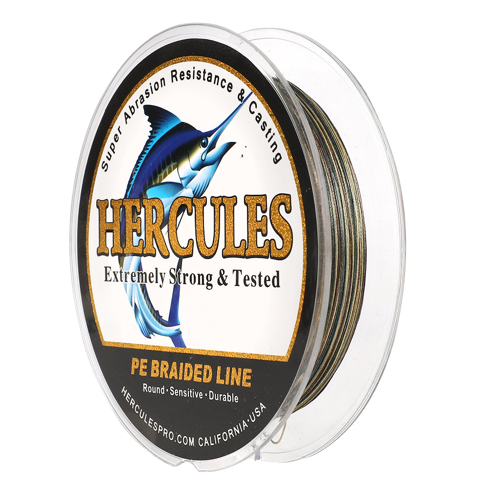 100M 109Yds Camouflage 10lb-420lb HERCULES PE Braided Fishing Line 12 Strands