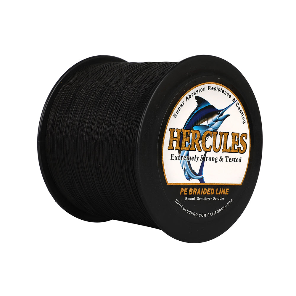 1000M 1094Yds Black 10lb-420lb HERCULES PE Braided Fishing Line 12 Strands