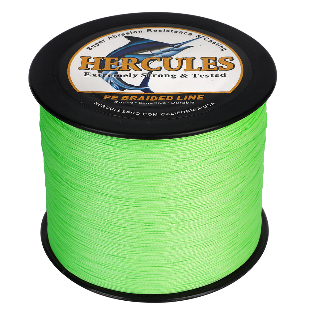 500M 547Yds Fluo Green 10lb-420lb HERCULES PE geflochtene Angelschnur 12 Stränge