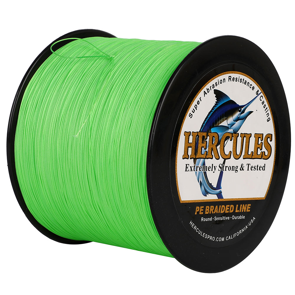 500M 547Yds Fluo Green 10lb-420lb HERCULES PE geflochtene Angelschnur 12 Stränge