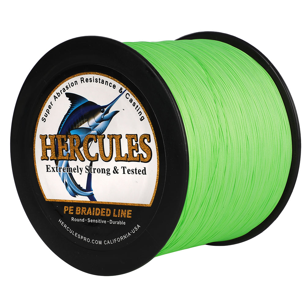 500M 547Yds Fluo Green 10lb-420lb HERCULES PE geflochtene Angelschnur 12 Stränge