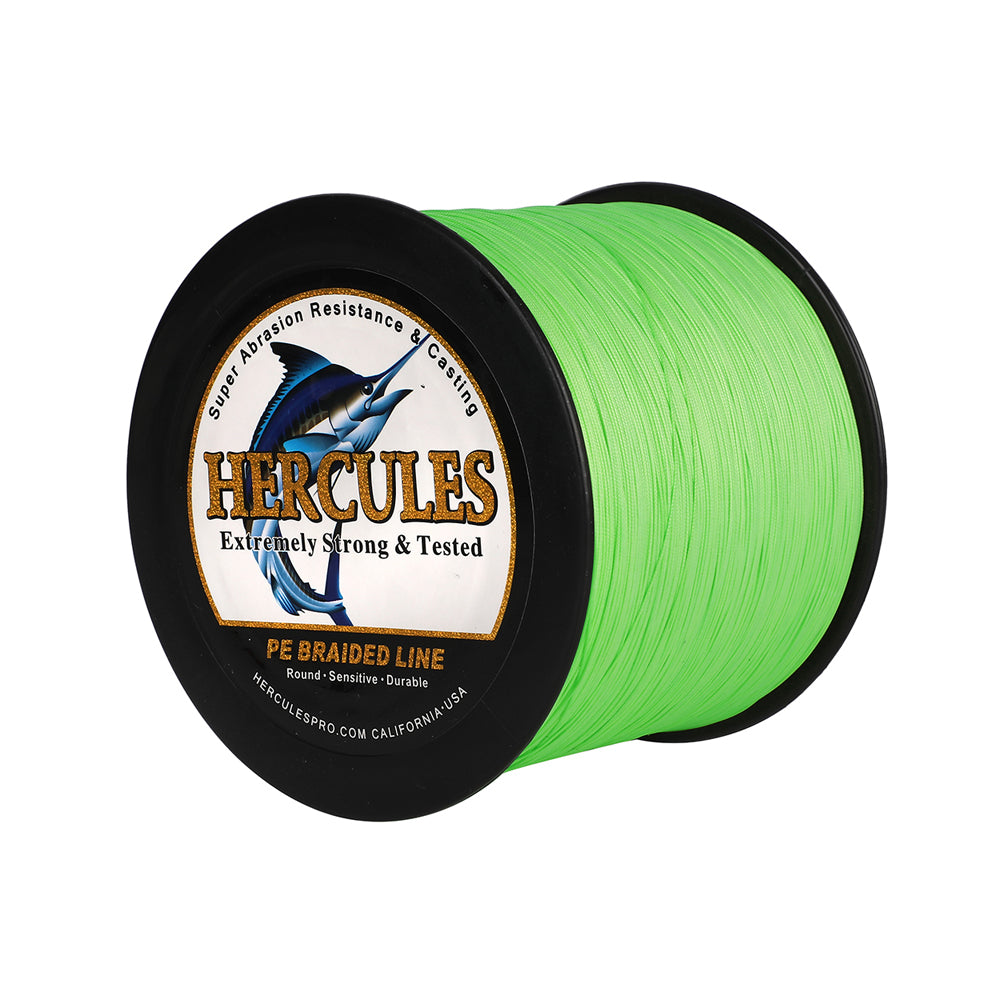 1000M 1094Yds Fluo Green 10lb-420lb HERCULES PE Braided Fishing Line 12 Strands