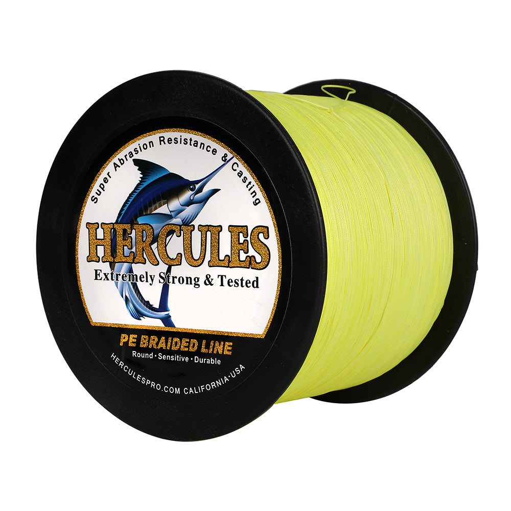 300M 328Yds Fluo Yellow 10lb-420lb HERCULES PE Braided Fishing Line 12 Strands