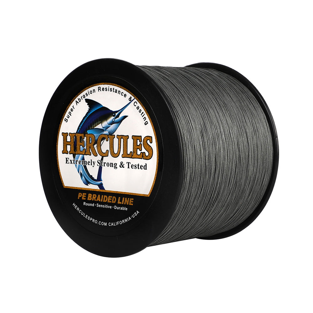 1000M 1094Yds Grey 10lb-420lb HERCULES PE Braided Fishing Line 12 Strands