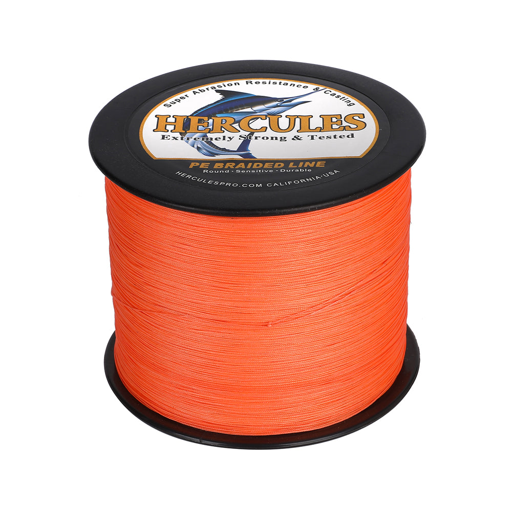 1000M 1094Yds Orange 10lb-420lb HERCULES PE Braided Fishing Line 12 Strands