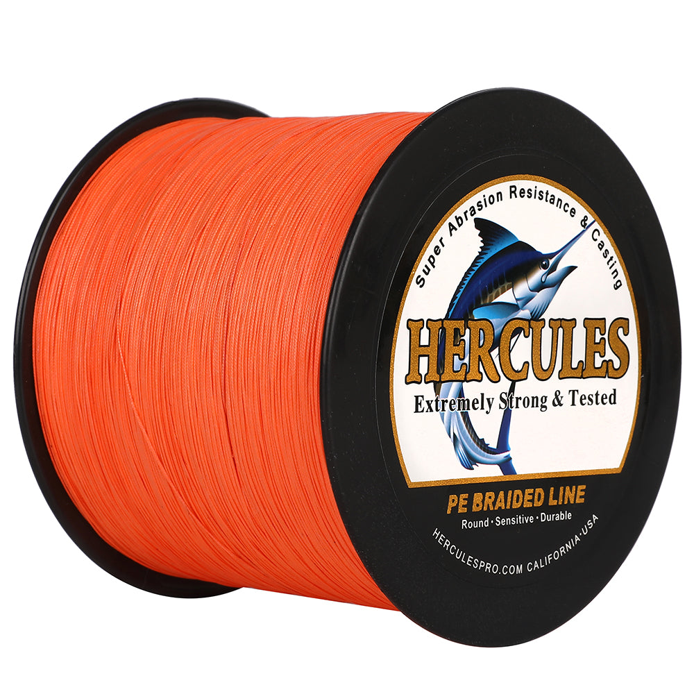 300M 328Yds Orange 10lb-420lb HERCULES PE Braided Fishing Line 12 Strands