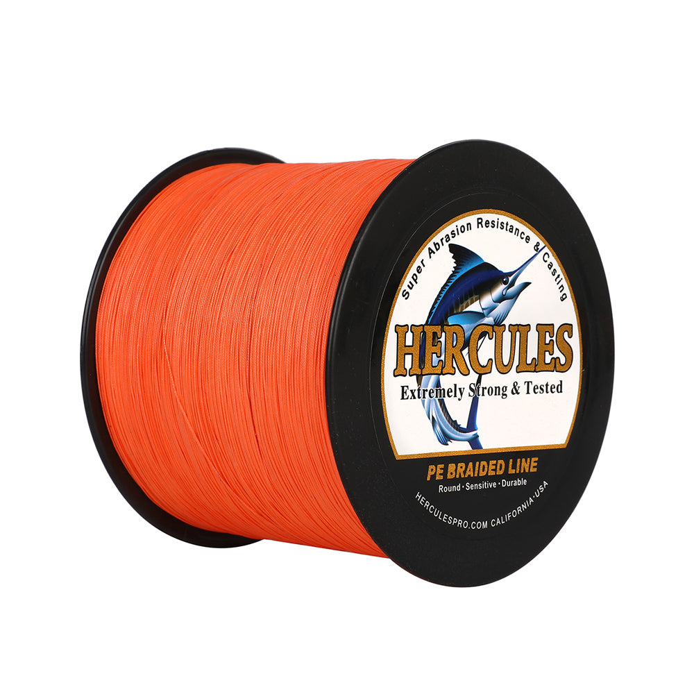 1000M 1094Yds Orange 10lb-420lb HERCULES PE Braided Fishing Line 12 Strands