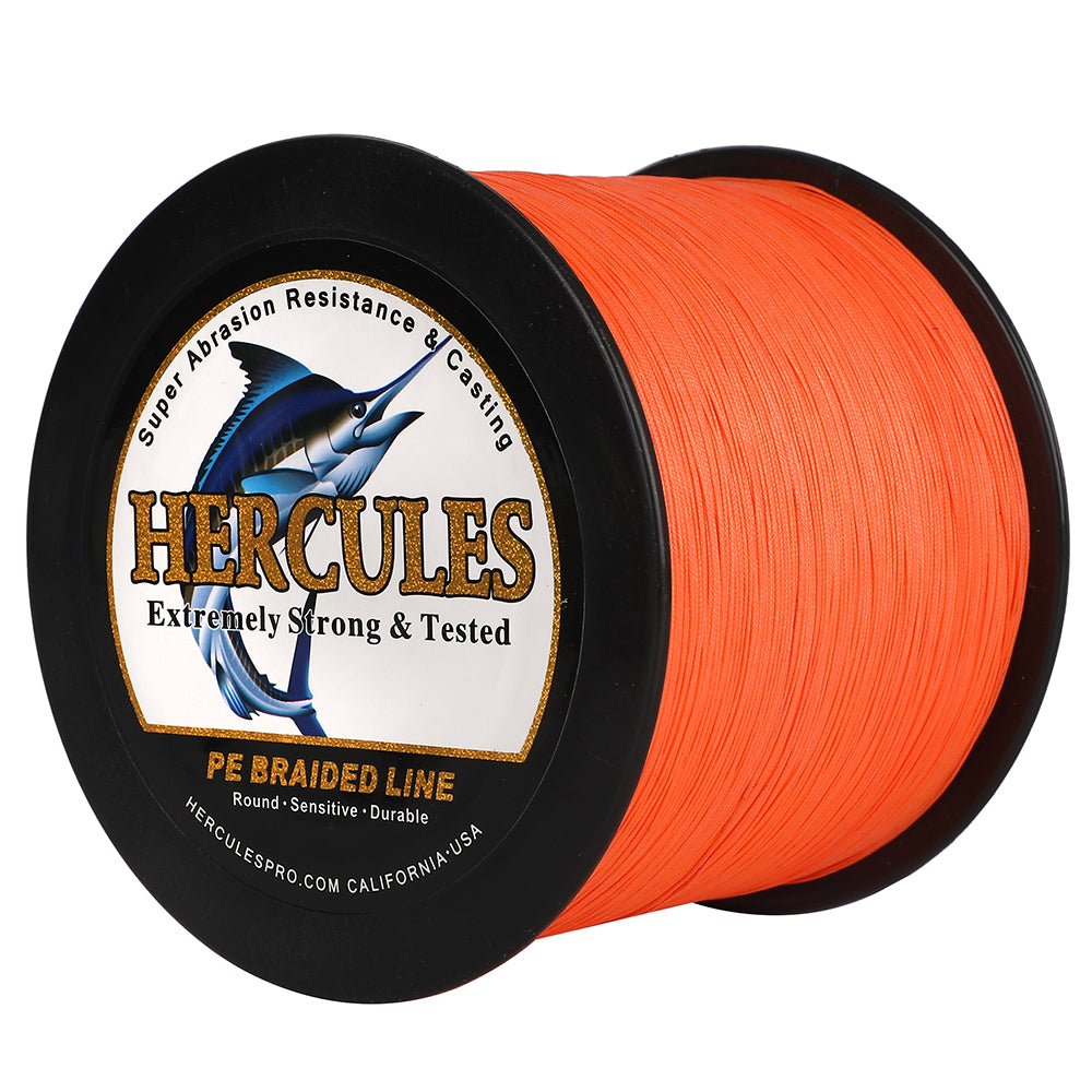 300M 328Yds Orange 10lb-420lb HERCULES PE Braided Fishing Line 12 Strands