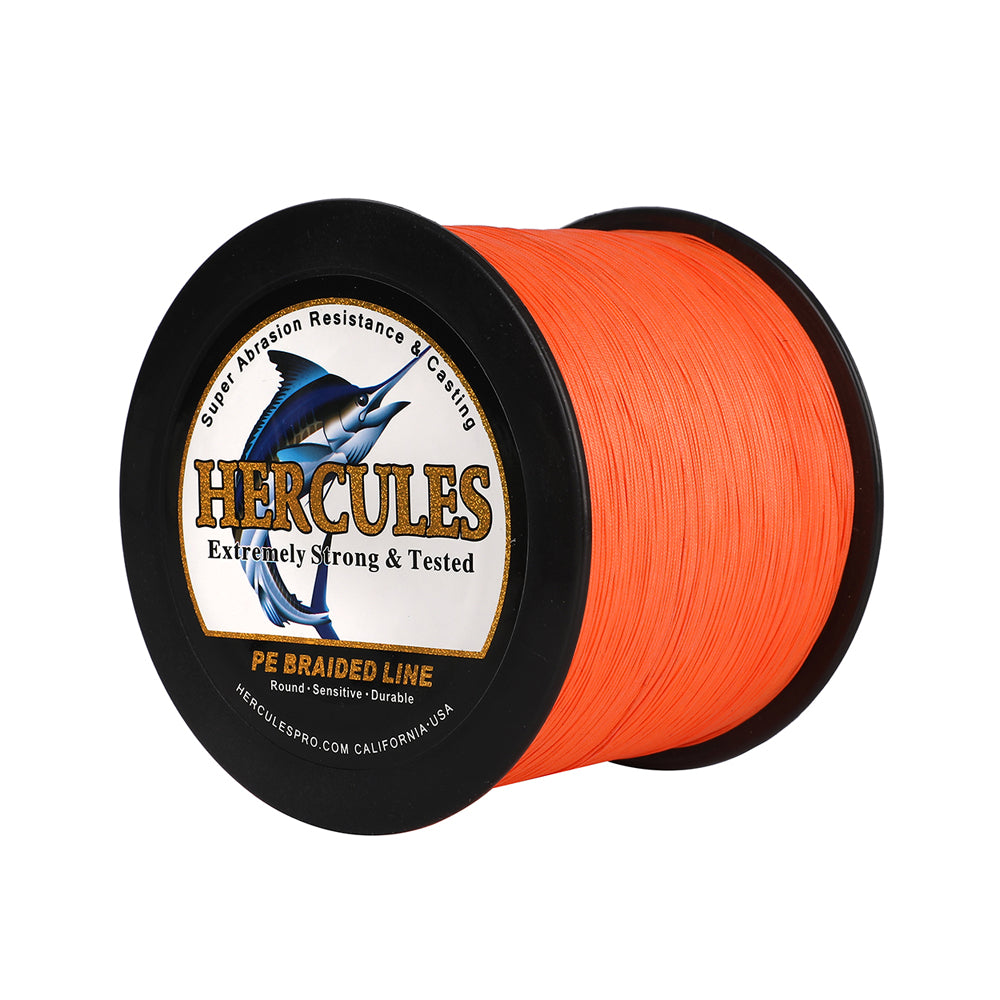 1000M 1094Yds Orange 10lb-420lb HERCULES PE Braided Fishing Line 12 Strands
