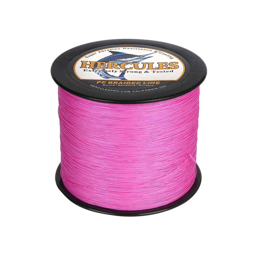 1000M 1094Yds Pink 10lb-420lb HERCULES PE Braided Fishing Line 12 Strands
