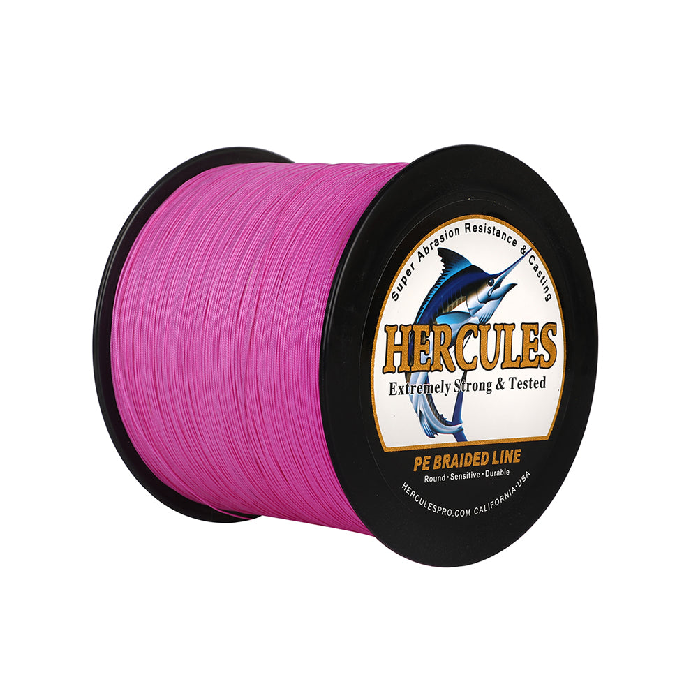 1000M 1094Yds Pink 10lb-420lb HERCULES PE Braided Fishing Line 12 Strands
