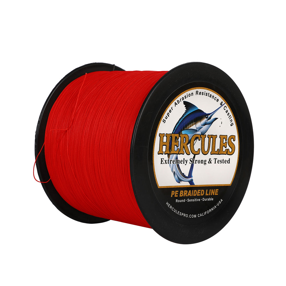 1000M 1094Yds Red 10lb-420lb HERCULES PE Braided Fishing Line 12 Strands