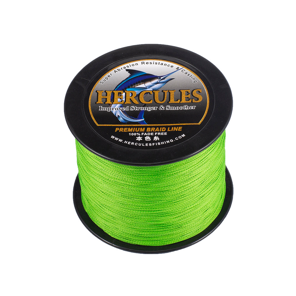 HERCULES Fluo Green fade free fishing line 4 Strands 6LB-100LB PE Braided Fishing Line