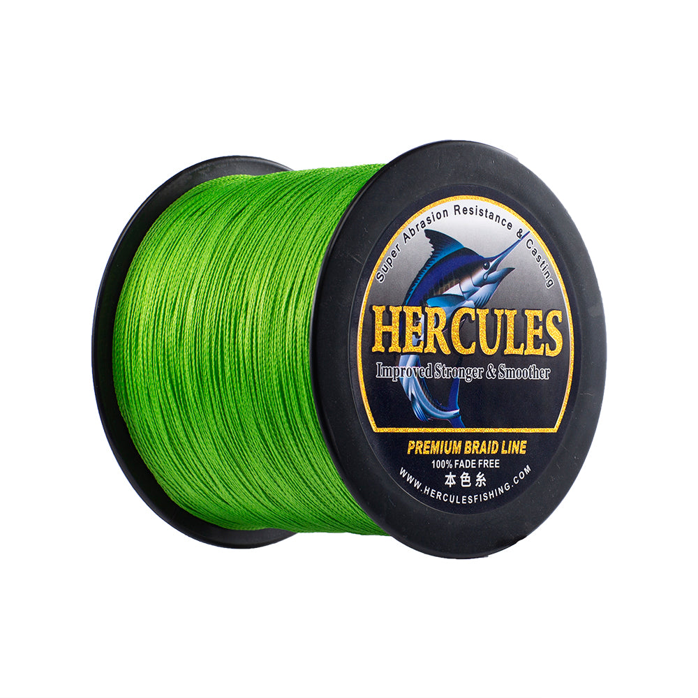 HERCULES Fluo Green fade free fishing line 4 Strands 6LB-100LB PE Braided Fishing Line