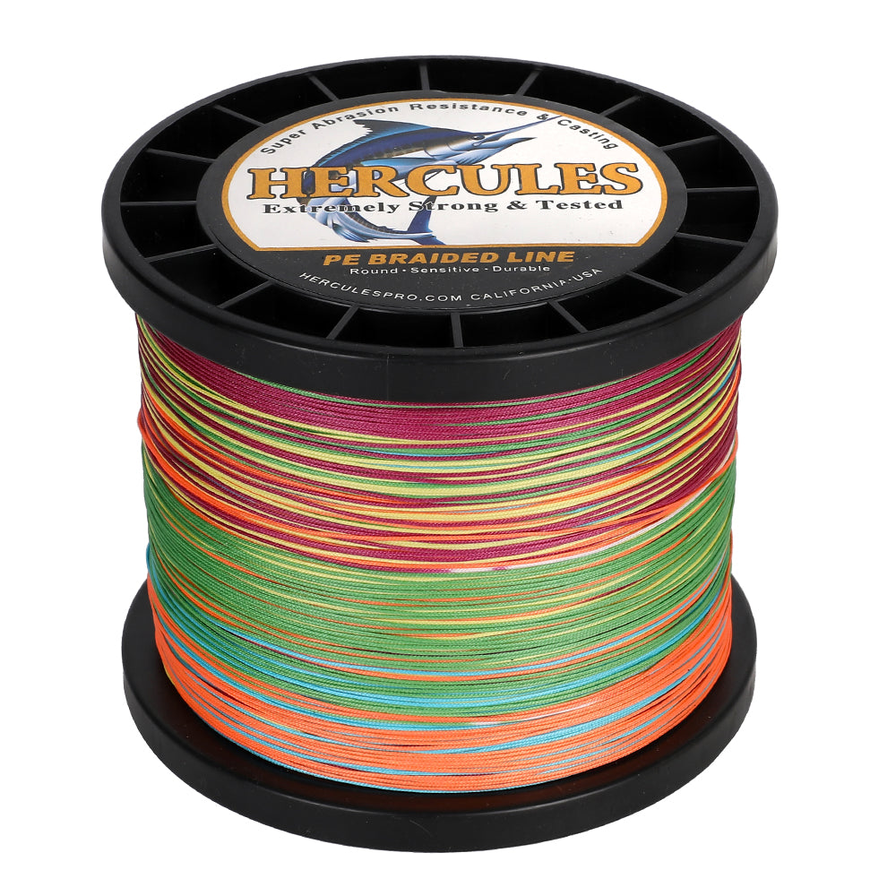 1000M 1094Yds Multicolor 10lb-420lb HERCULES PE Braided Fishing Line 12 Strands