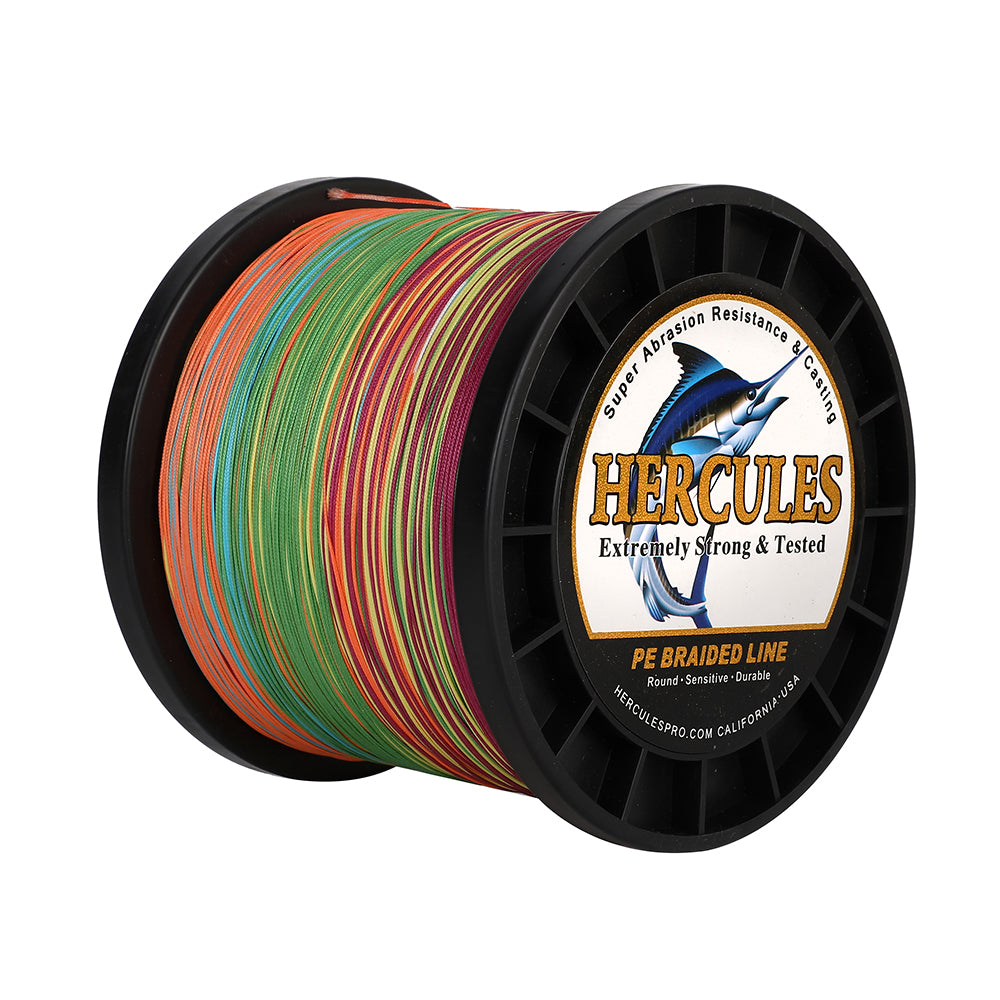 1000M 1094Yds Multicolor 10lb-420lb HERCULES PE Braided Fishing Line 12 Strands