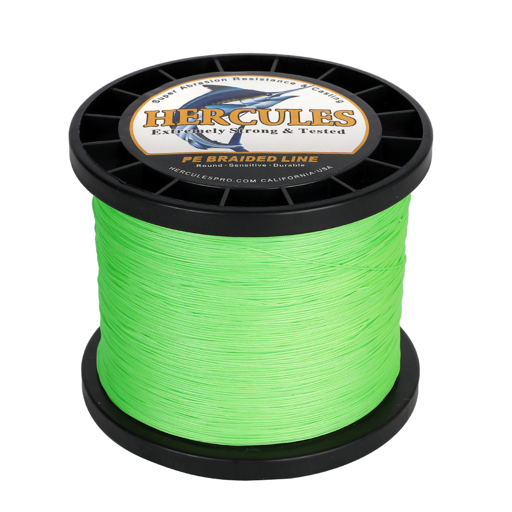 1000M 1094Yds Fluo Green 10lb-420lb HERCULES PE Braided Fishing Line 12 Strands