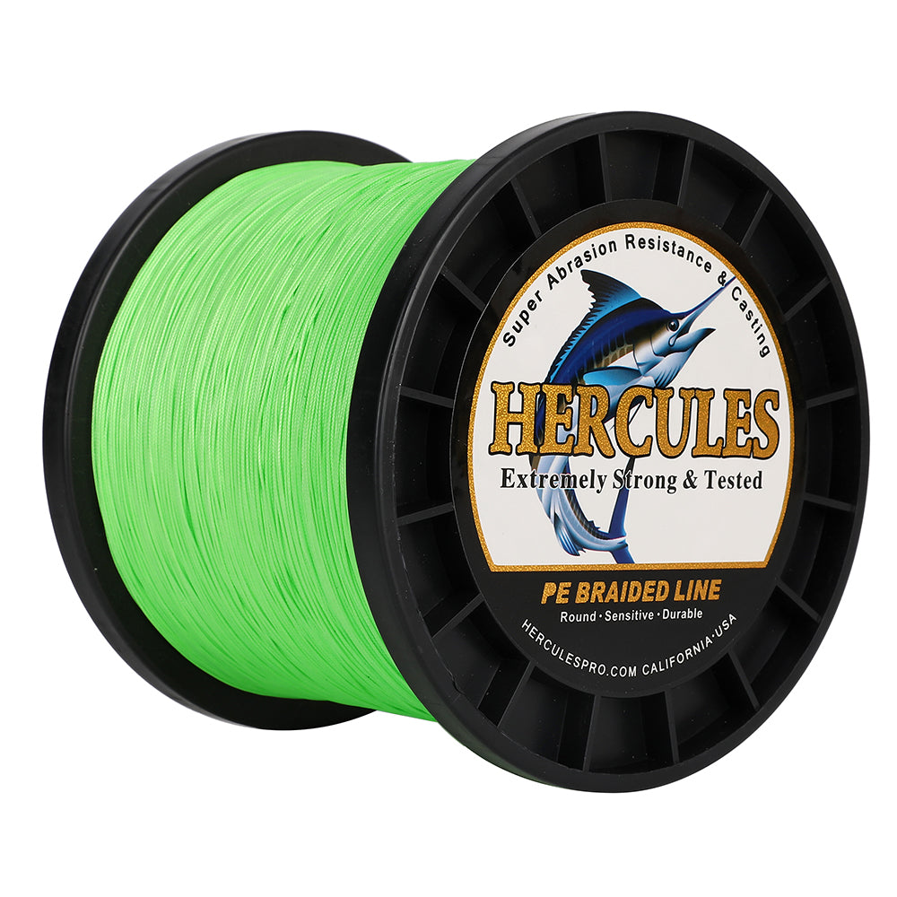 1000M 1094Yds Fluo Green 10lb-420lb HERCULES PE Braided Fishing Line 12 Strands