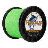 1000M 1094Yds Fluo Green 10lb-420lb HERCULES PE Braided Fishing Line 12 Strands