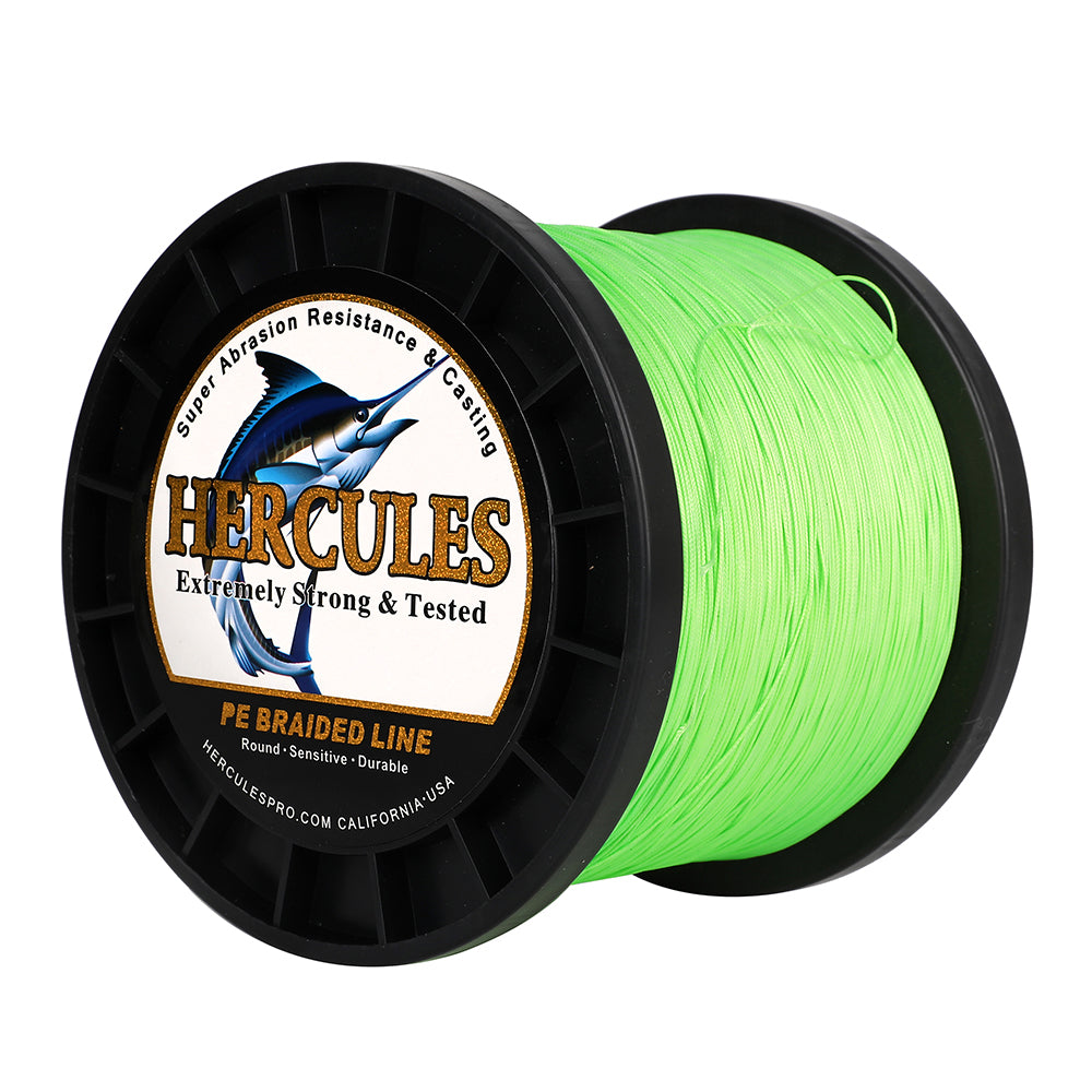 1000M 1094Yds Fluo Green 10lb-420lb HERCULES PE Braided Fishing Line 12 Strands