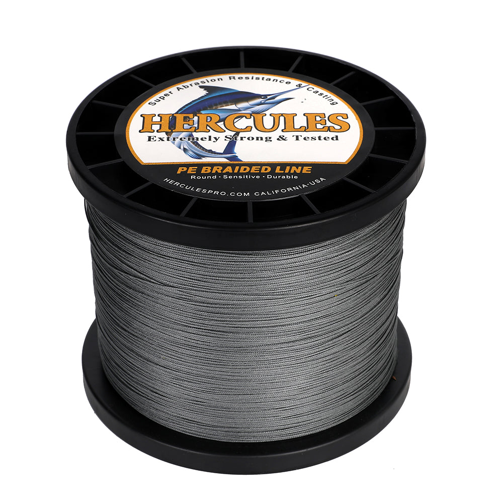 1000M 1094Yds Grey 10lb-420lb HERCULES PE Braided Fishing Line 12 Strands