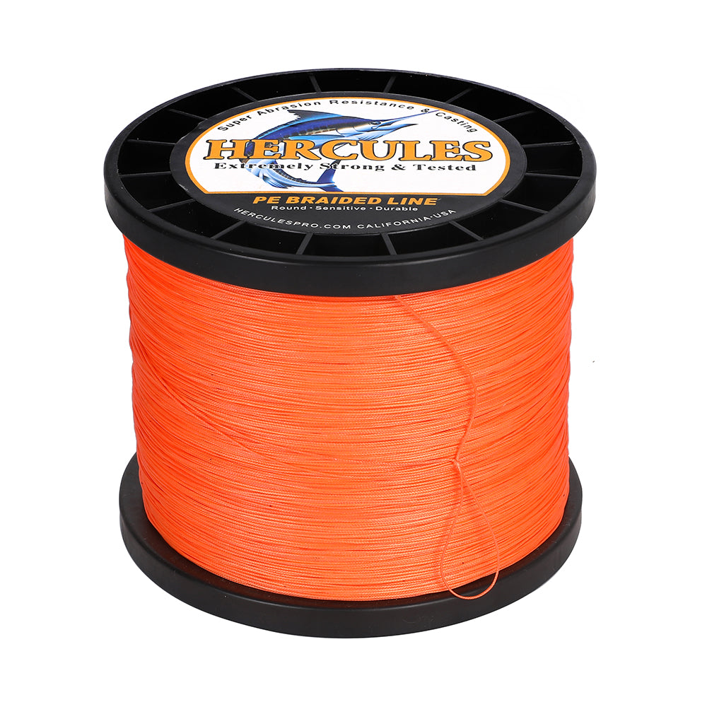 1000M 1094Yds Orange 10lb-420lb HERCULES PE Braided Fishing Line 12 Strands