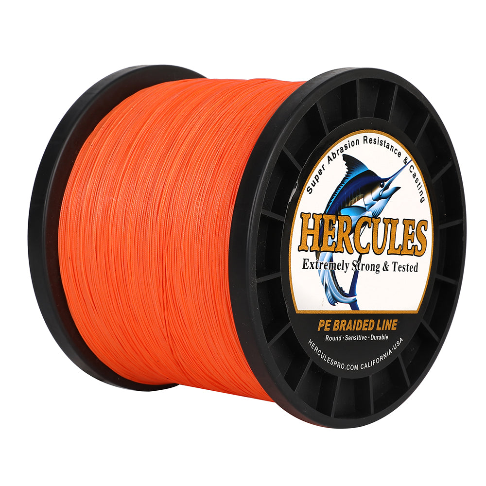 1000M 1094Yds Orange 10lb-420lb HERCULES PE Braided Fishing Line 12 Strands