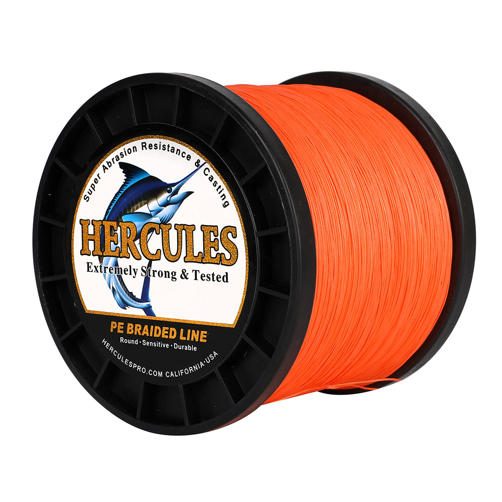 1000M 1094Yds Orange 10lb-420lb HERCULES PE Braided Fishing Line 12 Strands