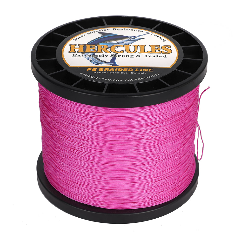 1000M 1094Yds Pink 10lb-420lb HERCULES PE Braided Fishing Line 12 Strands