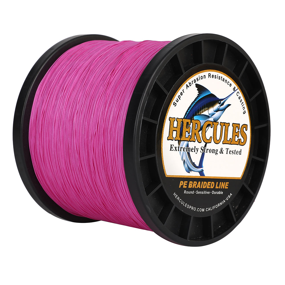 1000M 1094Yds Pink 10lb-420lb HERCULES PE Braided Fishing Line 12 Strands