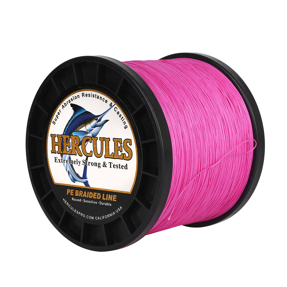 1000M 1094Yds Pink 10lb-420lb HERCULES PE Braided Fishing Line 12 Strands