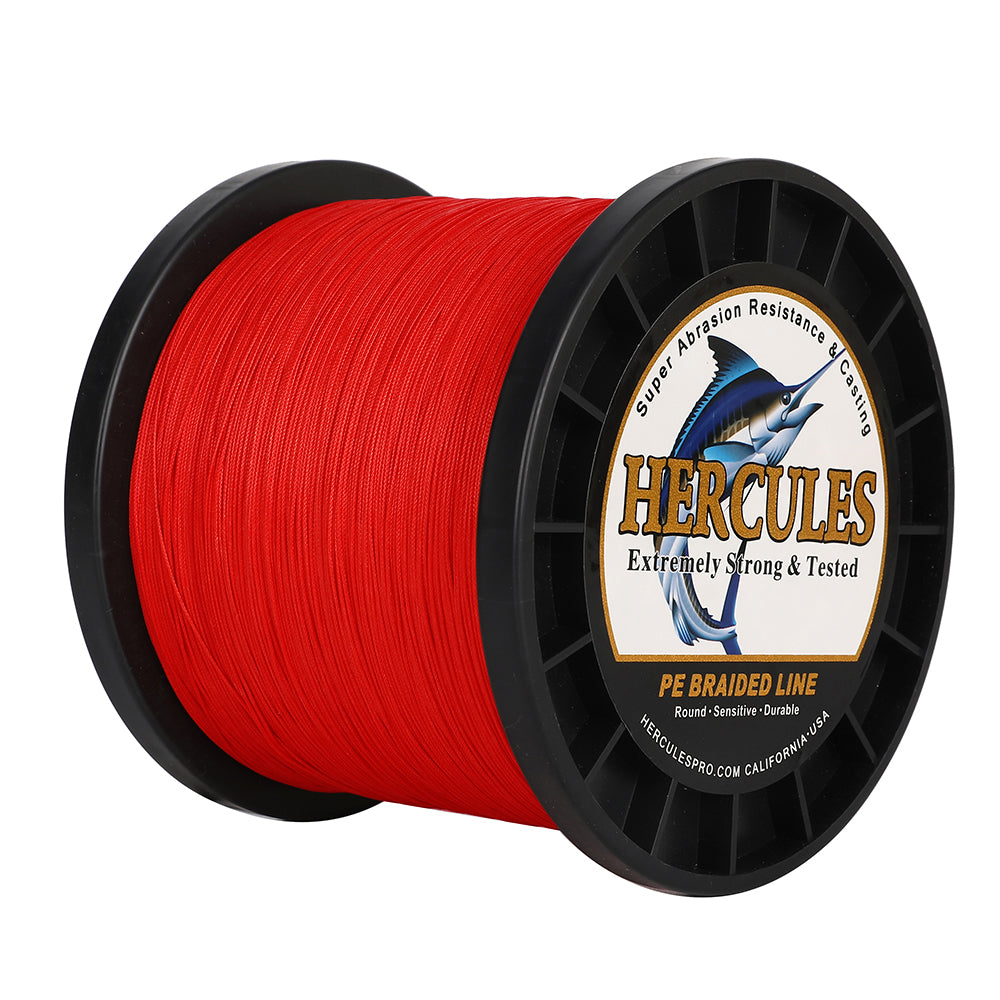 1000M 1094Yds Red 10lb-420lb HERCULES PE Braided Fishing Line 12 Strands
