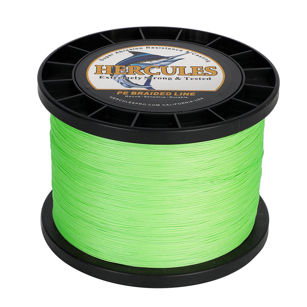 1000M 1094Yds Fluo Green 10lb-420lb HERCULES PE Braided Fishing Line 12 Strands