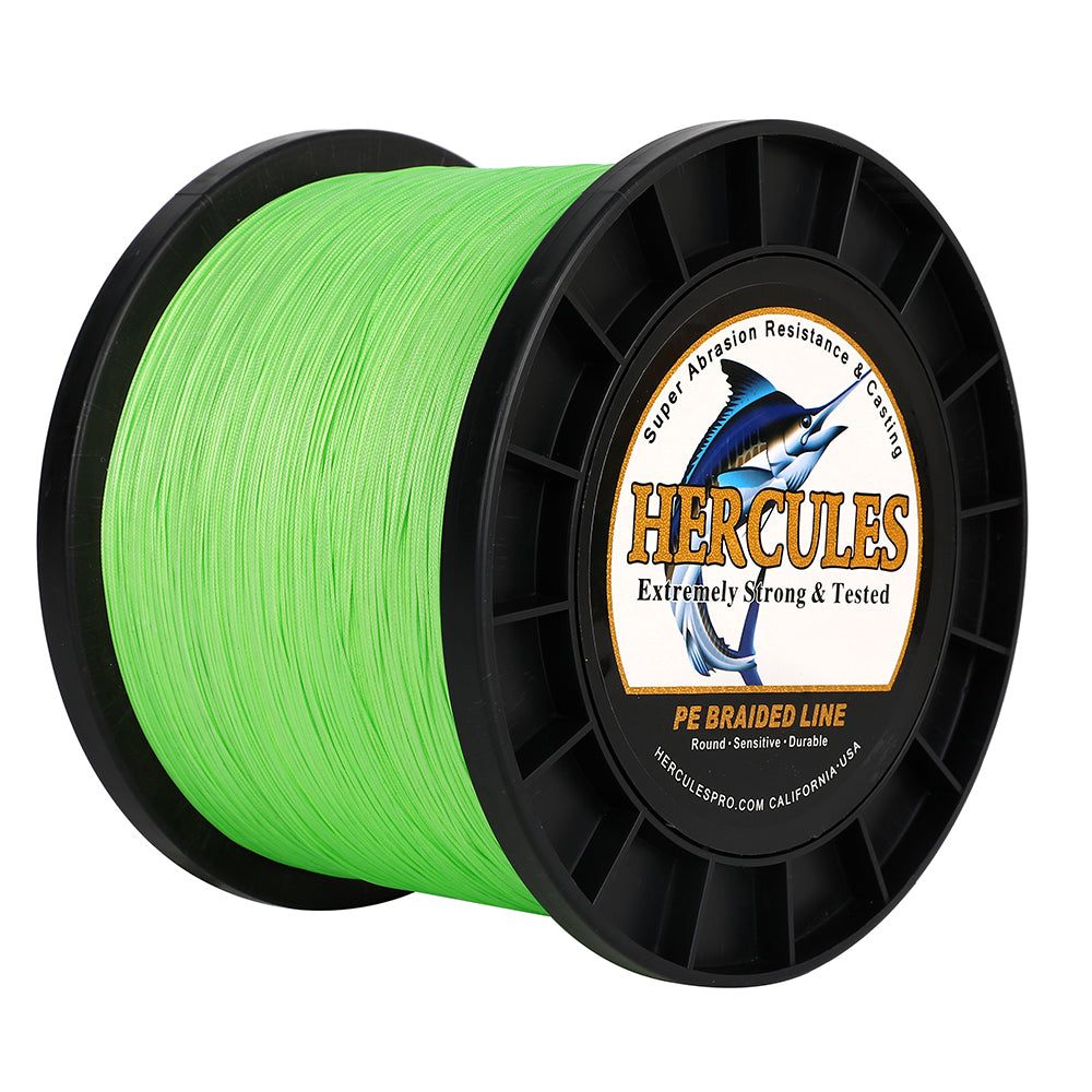 1000M 1094Yds Fluo Green 10lb-420lb HERCULES PE Braided Fishing Line 12 Strands