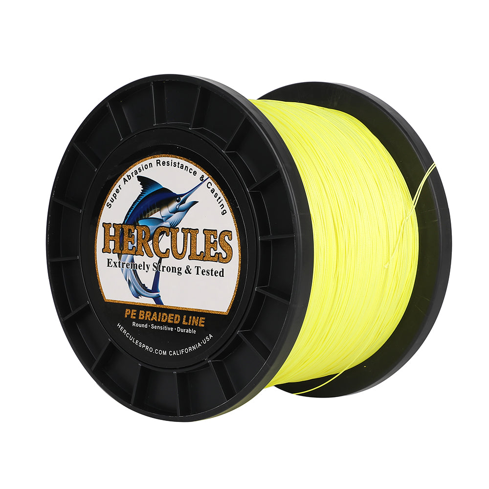 1000M 1094Yds Fluo Yellow 10lb-420lb HERCULES PE Braided Fishing Line 12 Strands