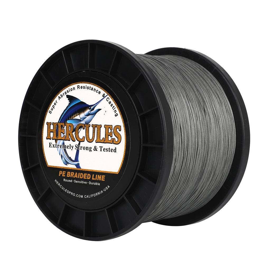 1000M 1094Yds Grey 10lb-420lb HERCULES PE Braided Fishing Line 12 Strands