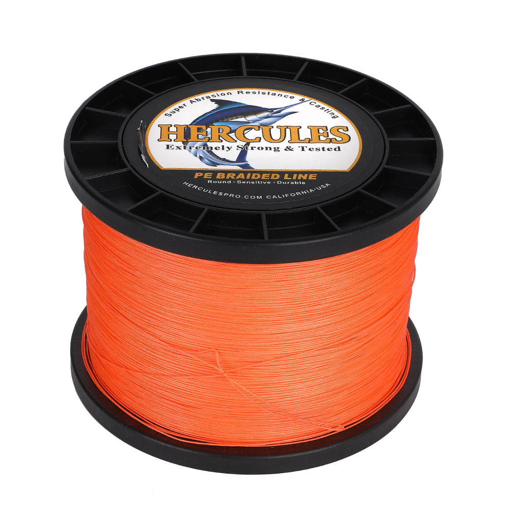 1000M 1094Yds Orange 10lb-420lb HERCULES PE Braided Fishing Line 12 Strands