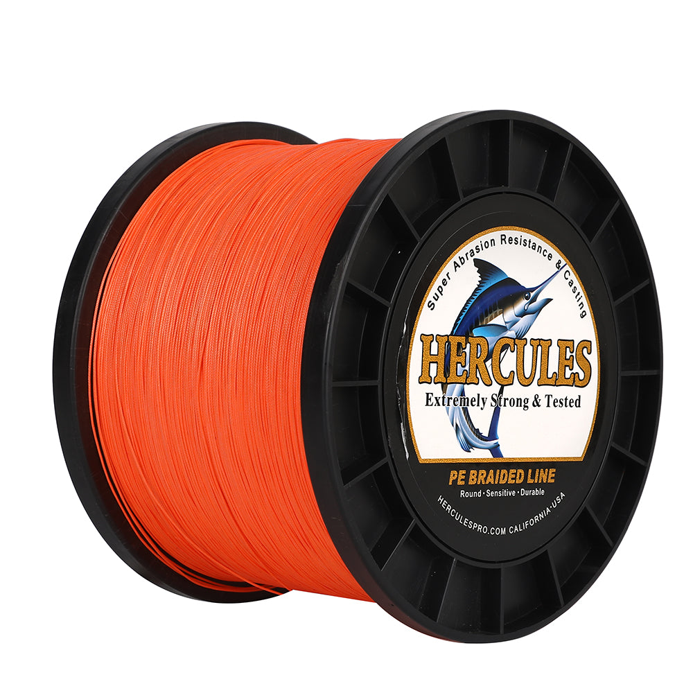 1000M 1094Yds Orange 10lb-420lb HERCULES PE Braided Fishing Line 12 Strands