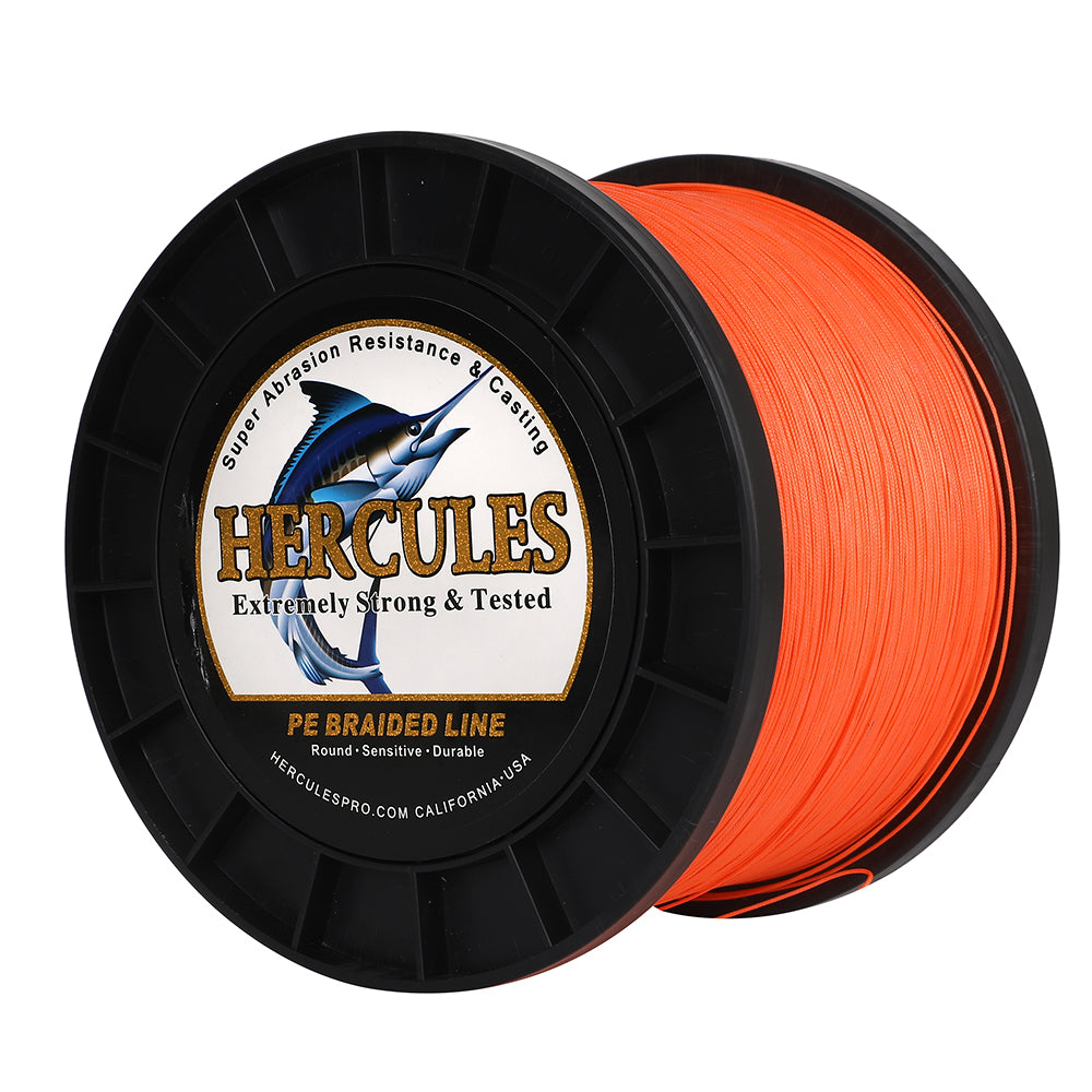 1000M 1094Yds Orange 10lb-420lb HERCULES PE Braided Fishing Line 12 Strands
