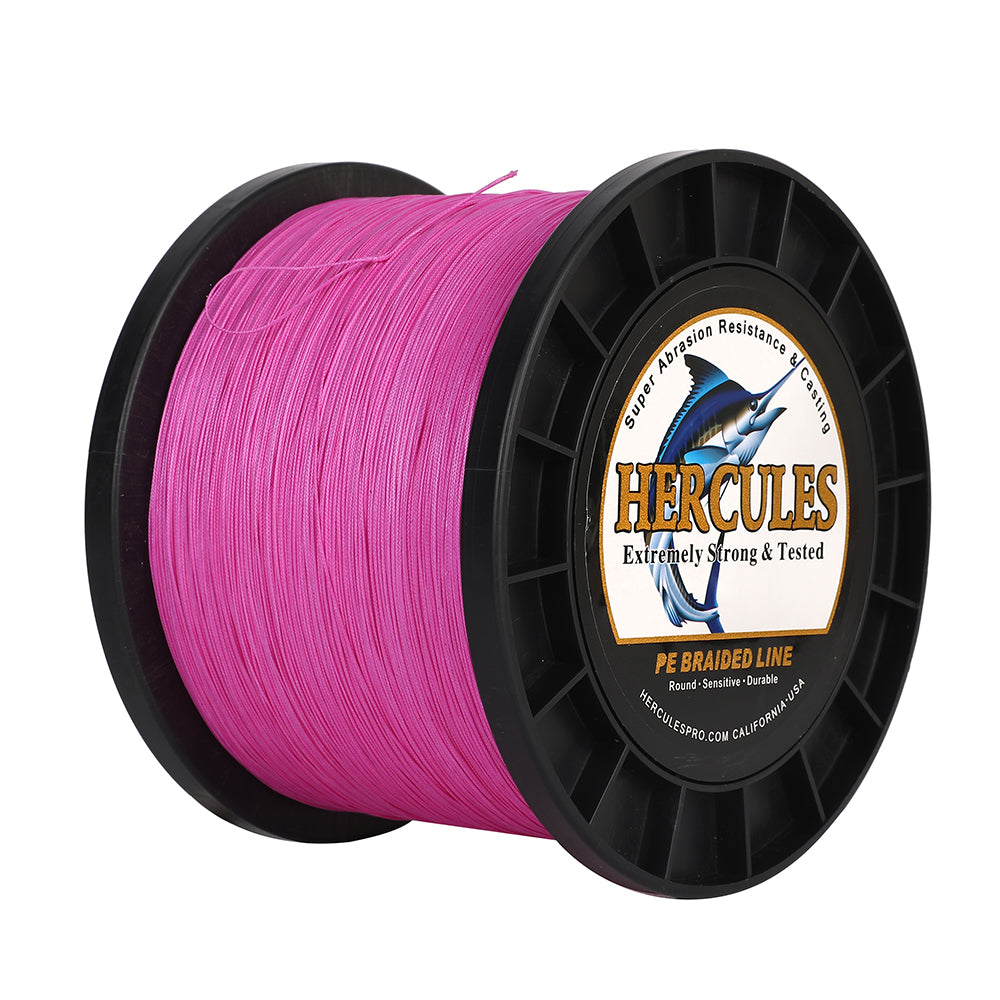 1000M 1094Yds Pink 10lb-420lb HERCULES PE Braided Fishing Line 12 Strands