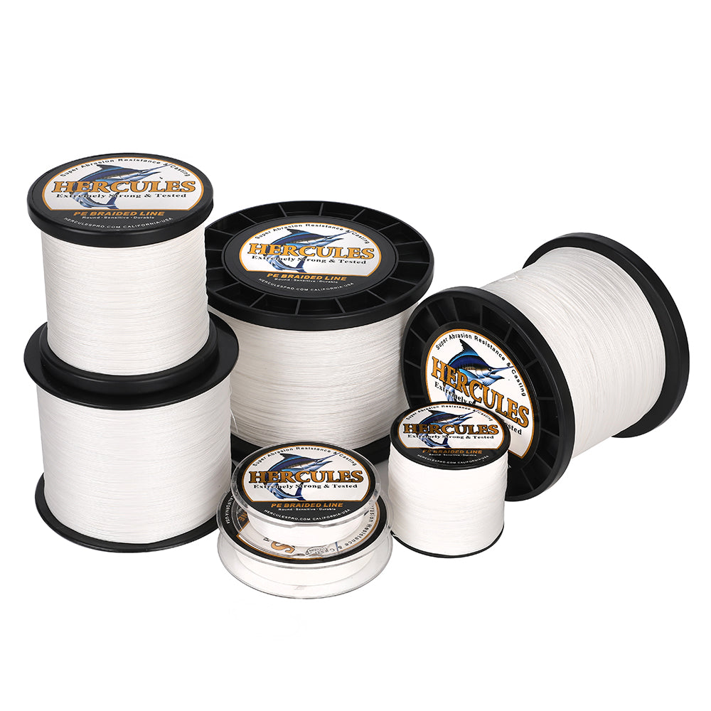 1000M 1094Yds White 10lb-420lb HERCULES PE Braided Fishing Line 12 Strands
