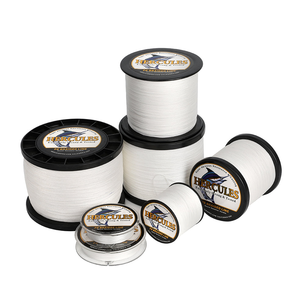 2000M 2187Yds White 6lb-100lb HERCULES PE Braided Fishing Line 4 Strands