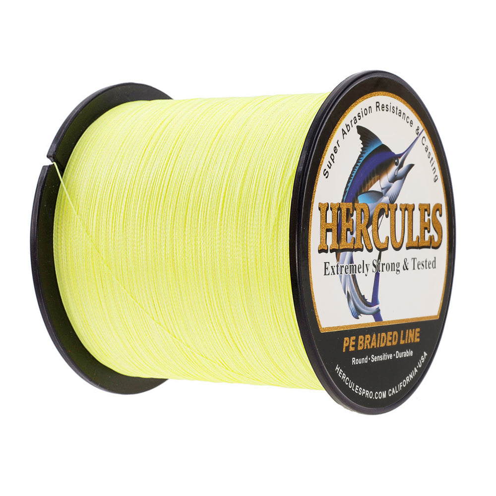 1000M 1094Yds amarillo fluorescente 6lb-100lb HERCULES PE hilo de pescar trenzado 4 hebras